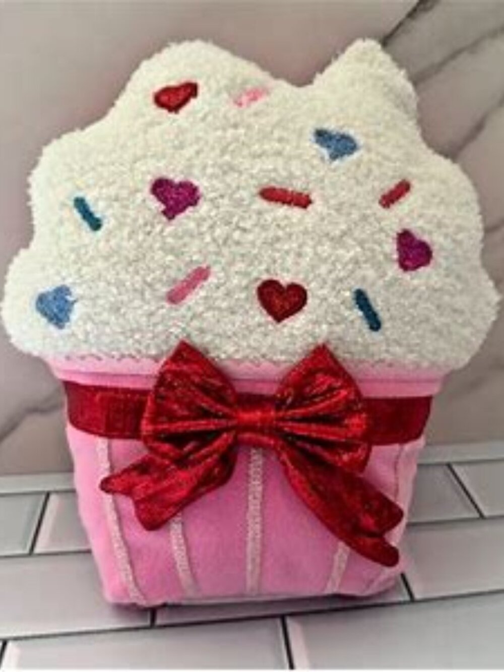 Valentine's Day Decorative Cupcake Bow Throw Pillow 8.5" x 10.5" – Spritz™